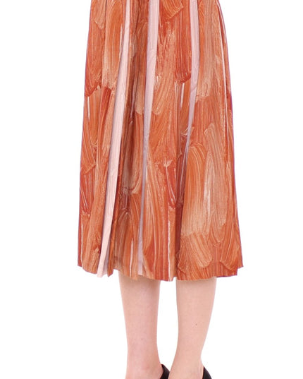 Licia Florio Brown Orange Below Knee Full Skirt