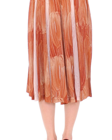 Licia Florio Brown Orange Below Knee Full Skirt
