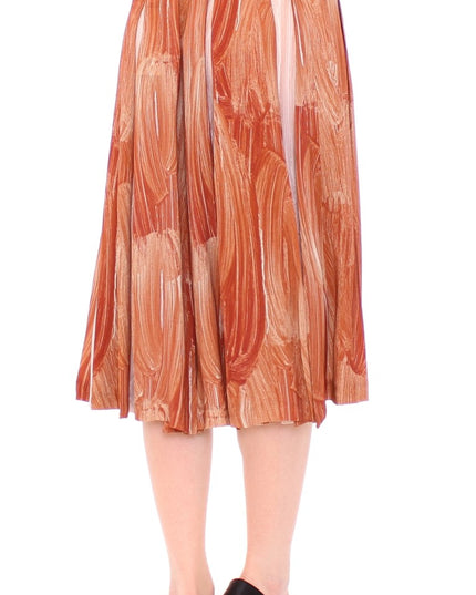 Licia Florio Brown Orange Below Knee Full Skirt