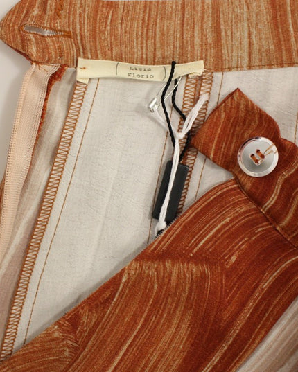 Licia Florio Brown Orange Below Knee Full Skirt