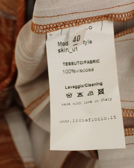 Licia Florio Brown Orange Below Knee Full Skirt