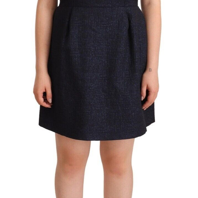 L'Autre Chose Black Embellished Short Sleeves Mini A-line Dress