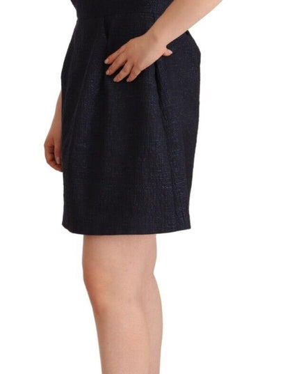 L'Autre Chose Black Embellished Short Sleeves Mini A-line Dress