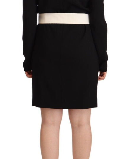 Givenchy Black Wool Long Sleeves Belted Mini Sheath Dress