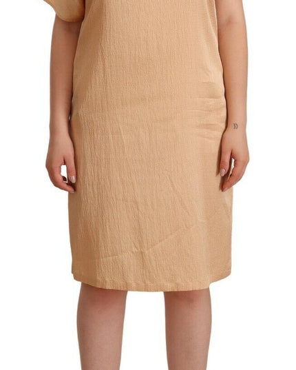 Moschino Beige One Sleeve Knee Length Shift Dress
