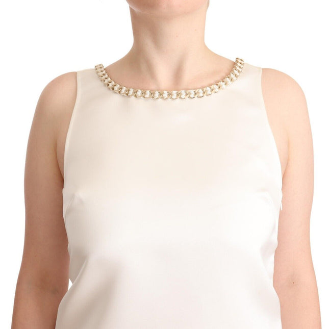 Elisabetta Franchi White Polyester Sleeveless Mini Shift Dress