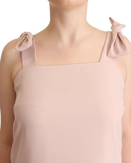 P.A.R.O.S.H. Pink Polyester Sleeveless Midi Feather Shift Dress