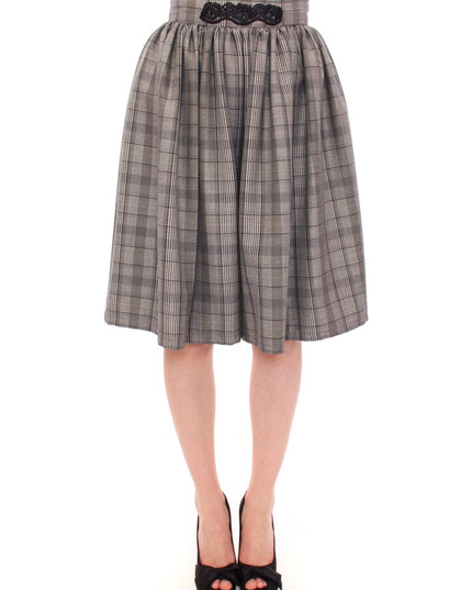 NOEMI ALEMÁN Gray Checkered Wool Shorts Skirt