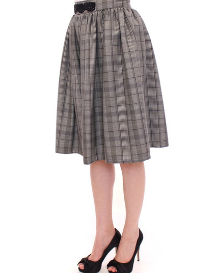 NOEMI ALEMÁN Gray Checkered Wool Shorts Skirt