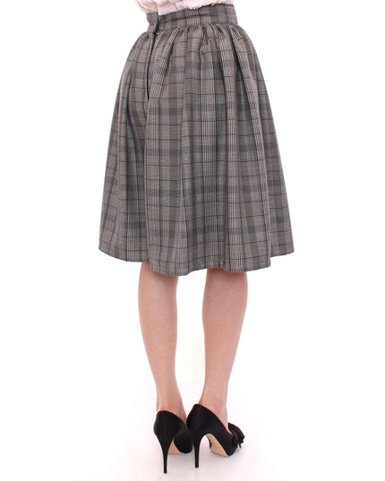 NOEMI ALEMÁN Gray Checkered Wool Shorts Skirt