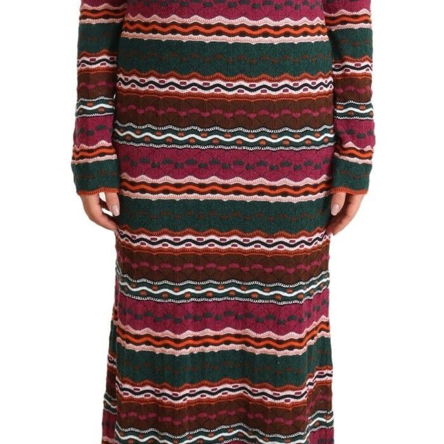 Missoni Multicolor Stripe Wool Knitted Maxi Sheath Dress