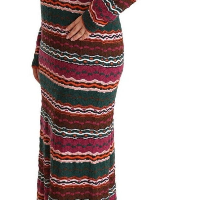 Missoni Multicolor Stripe Wool Knitted Maxi Sheath Dress