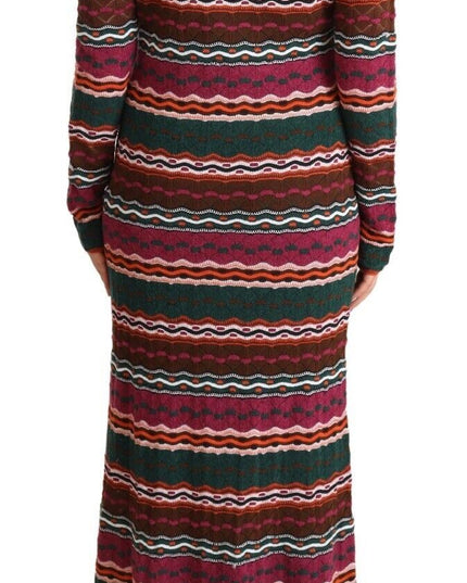 Missoni Multicolor Stripe Wool Knitted Maxi Sheath Dress
