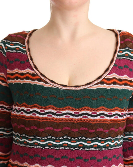 Missoni Multicolor Stripe Wool Knitted Maxi Sheath Dress