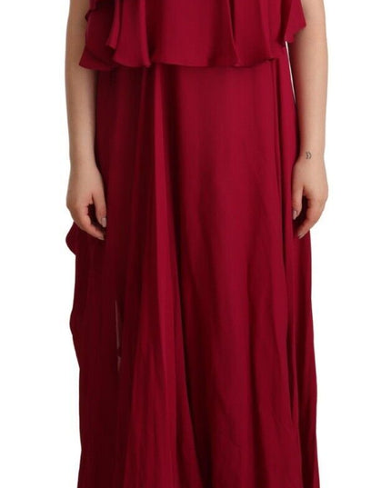 PLEIN SUD Orchid Silk Sleeveless Long Maxi Ruffle Shift Dress