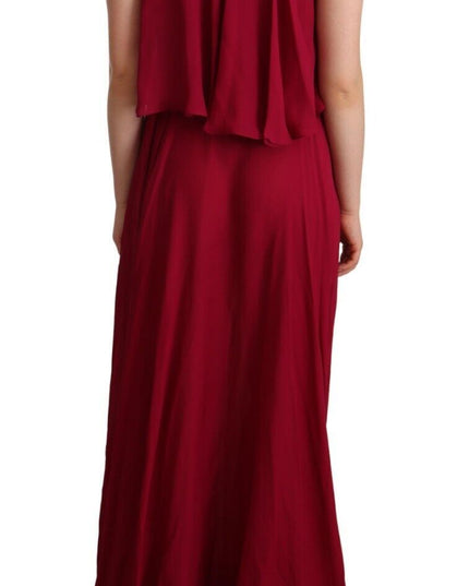 PLEIN SUD Orchid Silk Sleeveless Long Maxi Ruffle Shift Dress