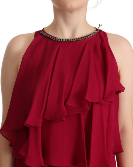 PLEIN SUD Orchid Silk Sleeveless Long Maxi Ruffle Shift Dress