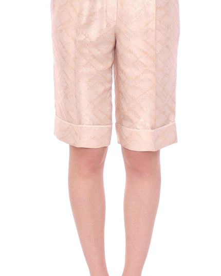 Zeyneptosun Beige Brocade Above Knee Shorts