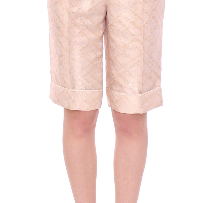 Zeyneptosun Beige Brocade Above Knee Shorts