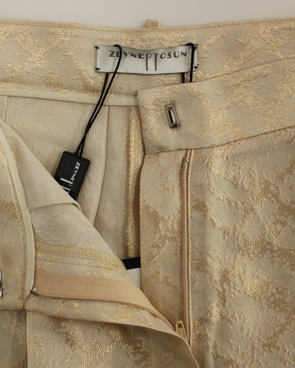 Zeyneptosun Beige Brocade Above Knee Shorts