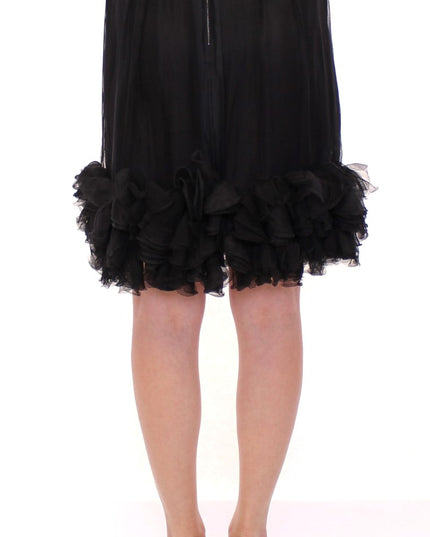Dolce & Gabbana Black Silk Transparent Above Knees Skirt
