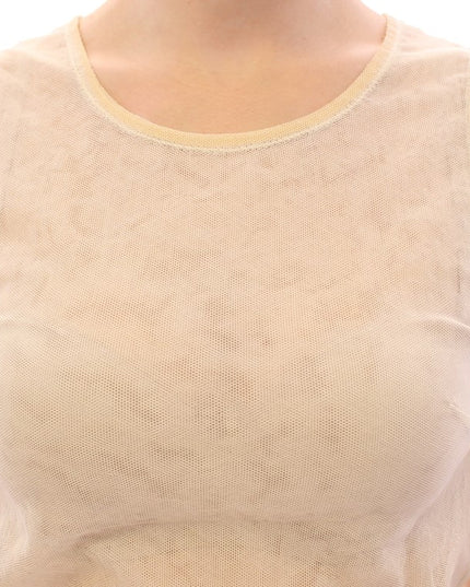 Dolce & Gabbana Beige Sleeveless Cotton Top Tank Blouse