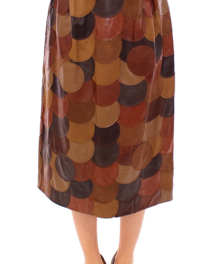Dolce & Gabbana Brown Patchwork Leather Straight Skirt