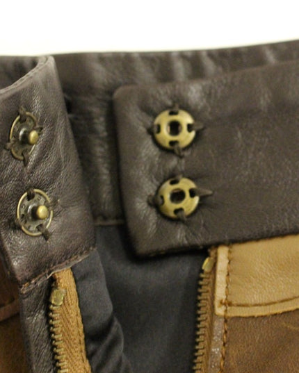 Dolce & Gabbana Brown Patchwork Leather Straight Skirt