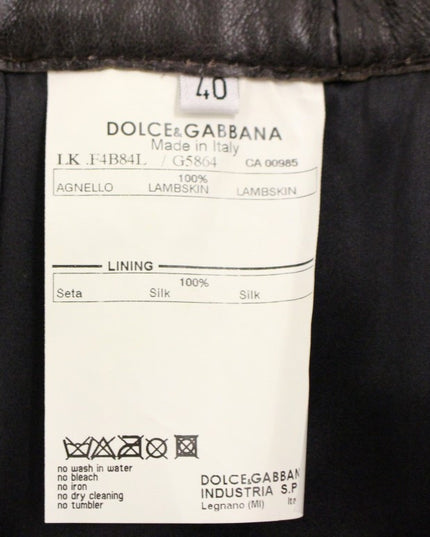 Dolce & Gabbana Brown Patchwork Leather Straight Skirt