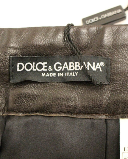 Dolce & Gabbana Brown Patchwork Leather Straight Skirt