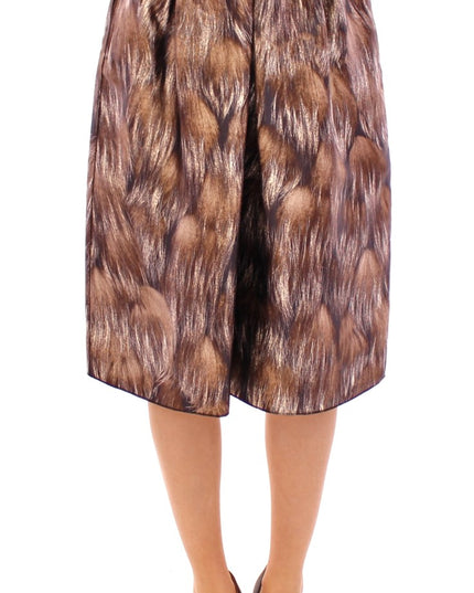 Dolce & Gabbana Brown Floral Silk Straight Full Skirt