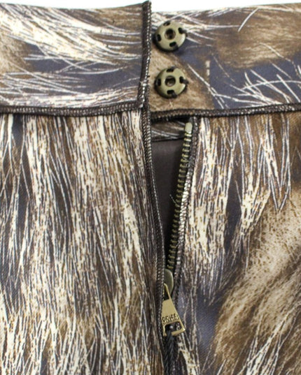 Dolce & Gabbana Brown Floral Silk Straight Full Skirt