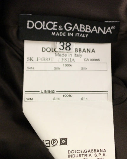 Dolce & Gabbana Brown Floral Silk Straight Full Skirt