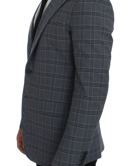 Dolce & Gabbana Blue Checkered Slim Fit Blazer Jacket