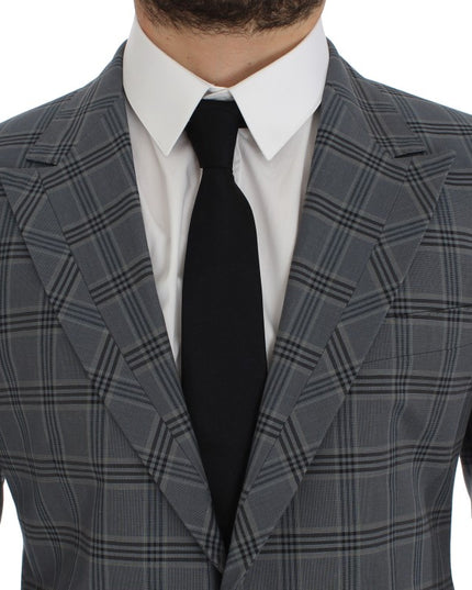 Dolce & Gabbana Blue Checkered Slim Fit Blazer Jacket