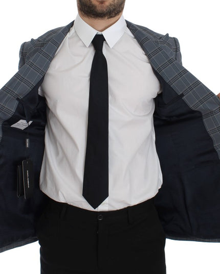 Dolce & Gabbana Blue Checkered Slim Fit Blazer Jacket