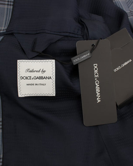 Dolce & Gabbana Blue Checkered Slim Fit Blazer Jacket