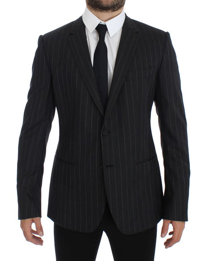 Dolce & Gabbana Gray Striped Slim Fit Wool Blazer