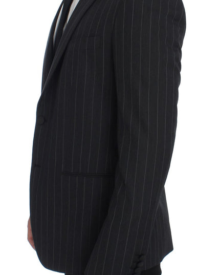 Dolce & Gabbana Gray Striped Slim Fit Wool Blazer