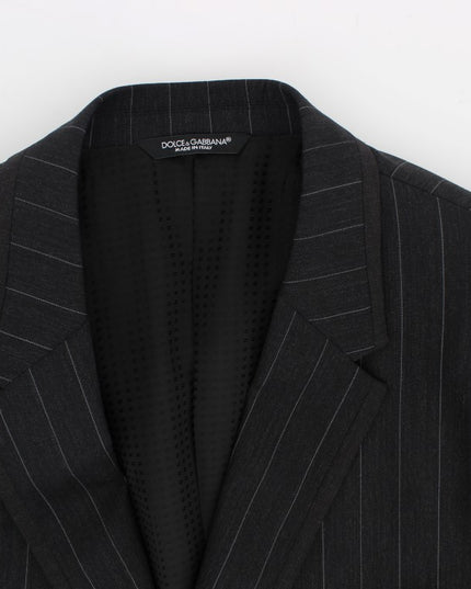 Dolce & Gabbana Gray Striped Slim Fit Wool Blazer