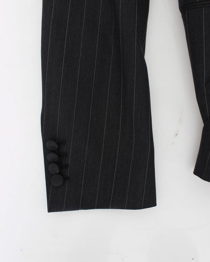 Dolce & Gabbana Gray Striped Slim Fit Wool Blazer