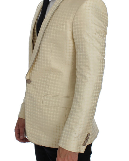 Dolce & Gabbana Beige Polka Dot Silk 2 Piece Blazer