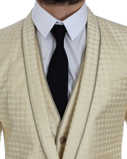 Dolce & Gabbana Beige Polka Dot Silk 2 Piece Blazer