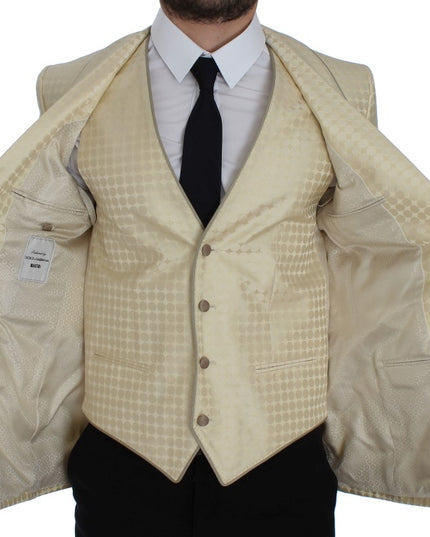 Dolce & Gabbana Beige Polka Dot Silk 2 Piece Blazer