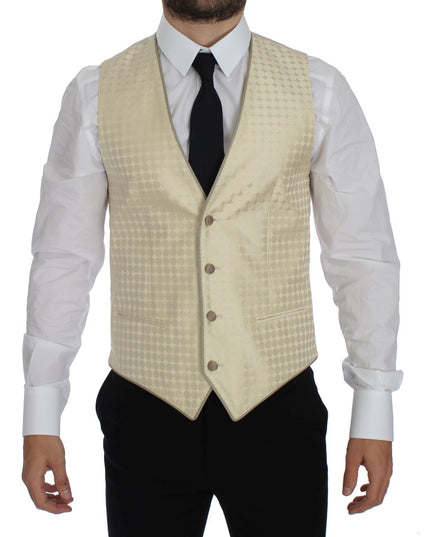 Dolce & Gabbana Beige Polka Dot Silk 2 Piece Blazer