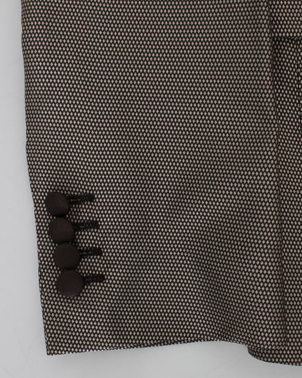 Dolce & Gabbana Brown Slim Fit Silk Two Button Blazer