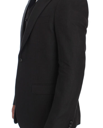 Dolce & Gabbana Gray Slim Fit Linen Blazer Jacket