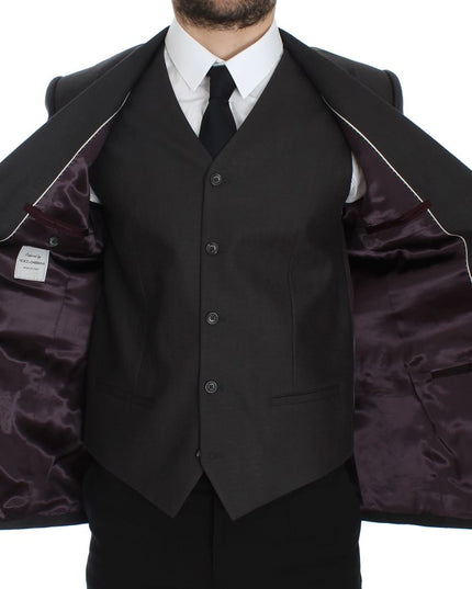 Dolce & Gabbana Gray Slim Fit Linen Blazer Jacket