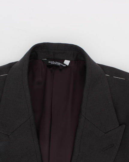 Dolce & Gabbana Gray Slim Fit Linen Blazer Jacket
