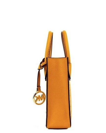Michael Kors Mercer XS Honeycomb Gold Signature PVC North South Shopper Crossbody Bag